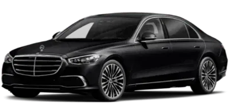 Black Mercedes-Benz S-Class luxury saloon
